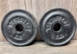 Vintage Pair of 2.5 Lb 5 Lb Total Hercules Barbell Dumbbell Weights Plat... - £23.63 GBP