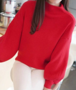 [Clothing] Woman Christmas Red Simple Batwing Sleeves Jumper Sweater/Swe... - £19.97 GBP