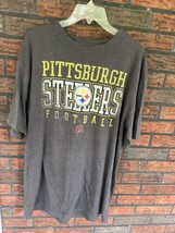 Pittsburg Steelers NFL Team Apparel Shirt Large Football Short Sleeve Gray *Flaw - £10.39 GBP