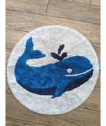 Pillowfort Whale Bathroom Rug mat Nautical blue white sea kids teen roun... - €14,57 EUR