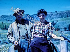 1946 Man Woman Ranch Scene Rail Colorado Red Kodachrome 35mm Slide - £5.93 GBP