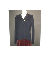 Lauren Ralph Lauren Women&#39;s Sweater Sz L Pullover V Neck Navy Blue Crest... - £18.61 GBP