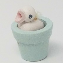 Doll House Chirping Bird Pink in Light Blue Planter Accessory Vintage 1970s - £8.78 GBP