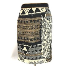 Dorothy Schoelen Tribal Pattern Skirt Art To Wear Brown Artsy Women&#39;s Size 10 - £23.25 GBP