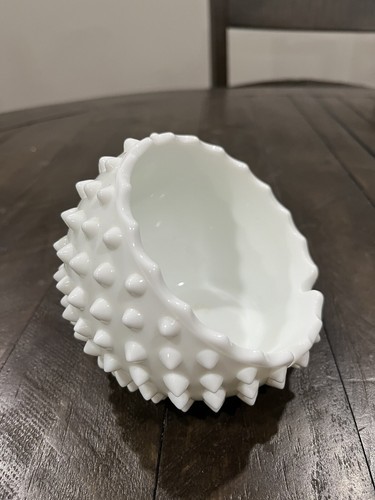 Fenton Milk Glass Ball Hobnail Slant Front Orb Ashtray MCM Vintage - $39.59