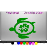 Sea Turtle Hibiscus Flower Decal Laptop Car Window Wall CHOOSE SIZE COLOR - $3.18+