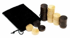DA VINCI 1.0 inch Wood Backgammon or Checkers pieces - 30 pieces with Bag - £7.79 GBP