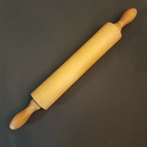 Classic Wooden Rolling Pin 19&quot; Roller Action Wood Handles VTG Farmhouse ... - £11.67 GBP