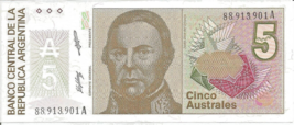 Argentina, 5 Australes, ND (1985 - 1991), UNC Liberty P-324  # 15 - $1.97