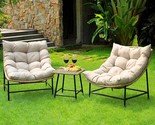 Caline Large Rattan Outdoor Papasan Chair Set Of 2 With Glass Side Table... - $960.99