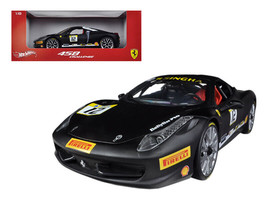 Ferrari 458 Challenge Matt Black #12 1/18 Diecast Car Model Hot Wheels - £66.29 GBP