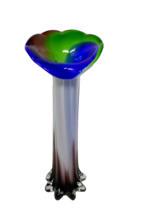 Jack In The Pulpit Calla Lily Art Glass Hand Blown Twisted Vase Murano Style - £31.00 GBP