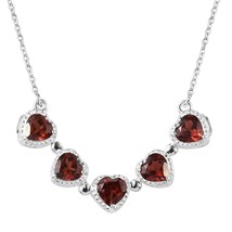 3.1 CT 925 Silver Garnet January Birthstone Necklace Pendant Jewelry Size 18&quot; - £59.54 GBP
