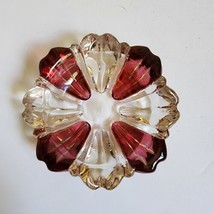 Vintage Cranberry Ruby Clear Flash Glass Cigarette Ashtray 3.25&quot; - £7.47 GBP