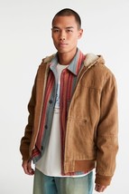 NWT Levi&#39;s Men&#39;s XXL Big Cotton Canvas Workwear Hooded Bomber w/ Sherpa Lining - £91.40 GBP