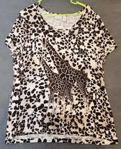 Zenergy Chicos Stretch Multicolored Animal Print Top Giraffe 3 (XL) Shor... - $14.80