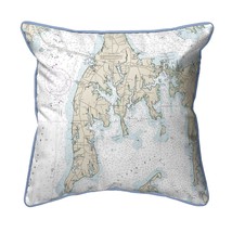 Betsy Drake Kent Island, MD Nautical Map Large Corded Indoor Outdoor Pillow - £42.58 GBP