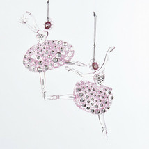 Kurt S. Adler Set Of 2 Pink Acrylic Ballet Girls Dance Christmas Ornaments - £11.86 GBP