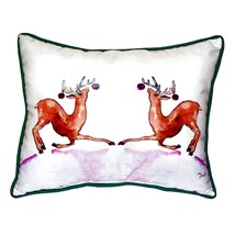 Betsy Drake Dancing Reindeer Extra Large 20 X 24 Indoor Outdoor Pillow - £54.43 GBP