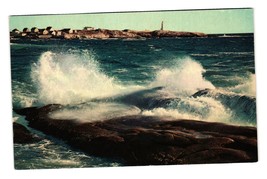 Vintage Postcard Peggy&#39;s Cove Lighthouse Surf Waves Water Island Nova Scotia - £7.46 GBP