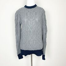 J.Crew Grey And Navy Blue Cable Knit Mock Neck Sweater Womens Size Small - $32.53 CAD
