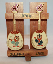 Seoul Olympic 1988 Jung Won Collectible Spoons Wooden Hodori Stand Set Souvenir - £27.87 GBP