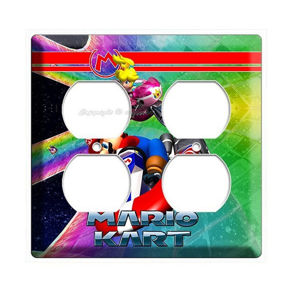 Super Mario Kart racing princess and peach double GFI light switch cover wall pl