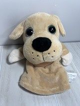 Kellytoy tan puppy dog lab plush hand puppet green eyes - $5.93