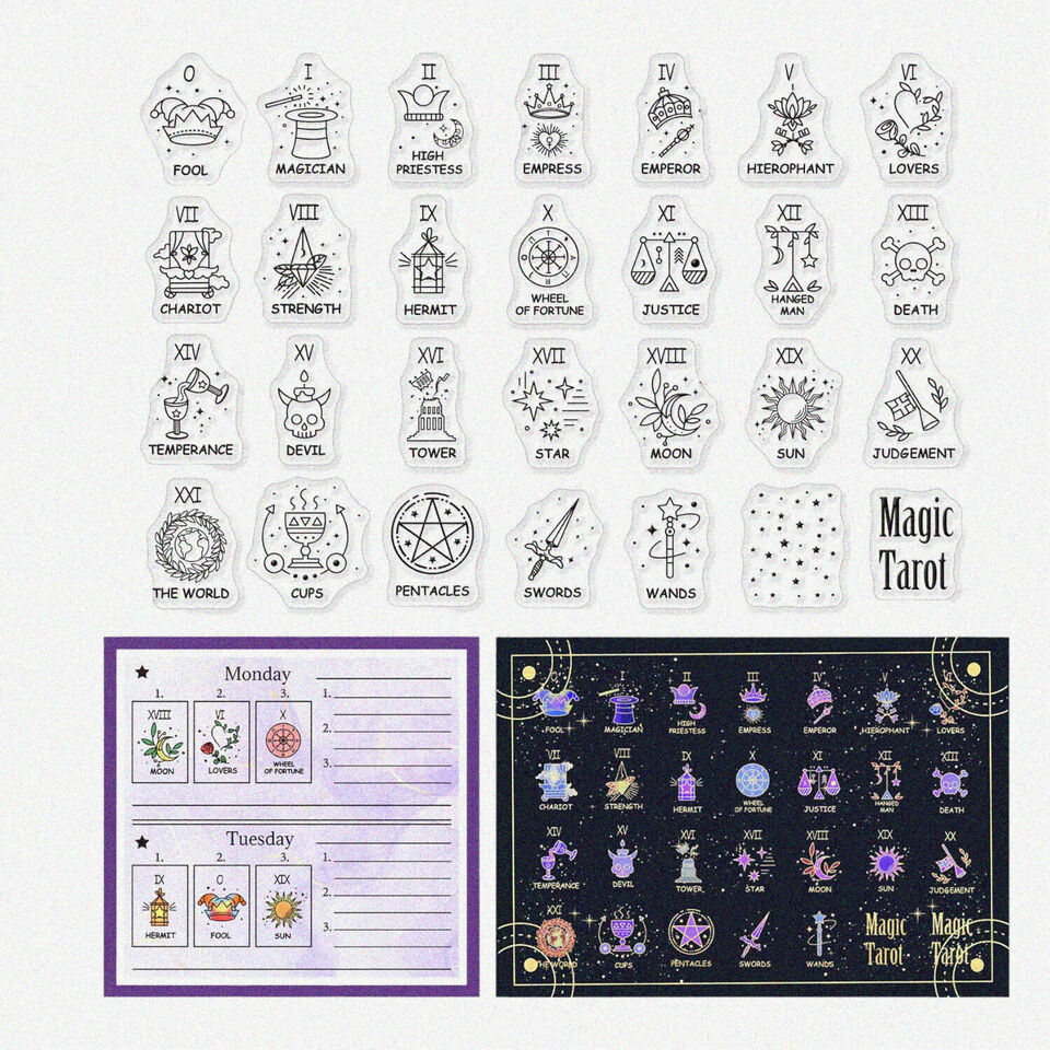 Mystic Tarot Silicone Rubber Stamp, Clear Fantasy Pattern for Scrapbooki... - $32.62