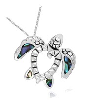 925 Sterling Silver Abalone Shell Sea Turtle Pendant 18 - £57.72 GBP