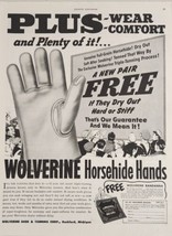 1951 Print Ad Wolverine Horsehide Hands Gloves Made in Rockford,Michigan - £16.47 GBP