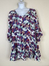 NWT Avenue Womens Plus Sz 30/32 (4X) Colorful Floral V-neck Tunic Flutter Sleeve - £17.24 GBP