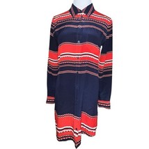 EQUIPMENT Femme Brett Silk Bowline Stripe Shirt Mini Dress Red Blue Naut... - $28.28