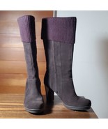 Kenneth Cole Boots Size 9.5 Dark Brown Suede Heeled Rubber Sole Knit Kne... - £69.38 GBP