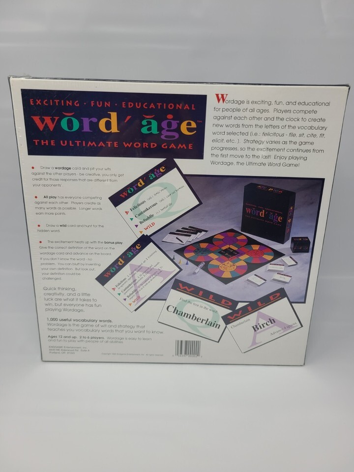 Wordage Board Game Educational Endgame 1994 The Ultimate Word Game Word Age New Item image 2