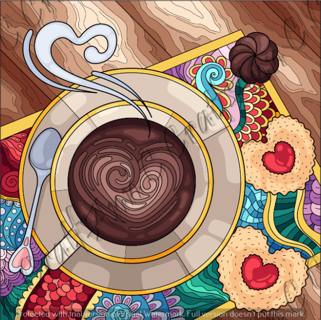 Coffee And Heart Biscuits Clip Art - $2.49