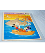 1983 Golden Frame-Tray Puzzle-WD-Mickey &amp; Minnie Fishing w/Shark in Back... - $9.50