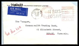 1961 New Zealand Cover-Standard Insurance Co, Dunedin/ Hobart,Tasmania, Meter U5 - £2.38 GBP