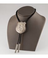 Sterlingsilber Geätzte Schild Bolo Krawatte Mit Geflochtenem Lederband - $10,062.47 MXN
