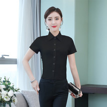 Blouse women Spring And Summer White Shirt Korean-Style Female short Sleeve Slim - £151.52 GBP