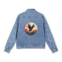 Stylish Men&#39;s Denim Jacket with Eagle Graphic - $110.99