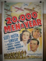 20,000 Men A YEAR-WARBIRDS-RANDOLPH SCOTT-LITHO Poster VG/FN - £488.39 GBP