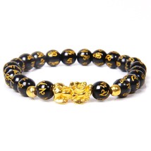  feng shui bracelet luck wealth buddha black obsidian stone beaded bracelet hombre gold thumb200