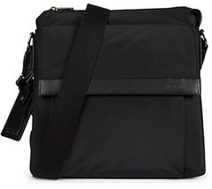 NEW TUMI black nylon leather crossbody shoulder bag magnetic flap zip tr... - $215.00