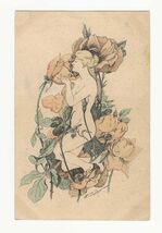 Vintage French Postcard: NUDE AMONG FLOWERS Signed I. Rocher Circa 1900 ... - $17.99