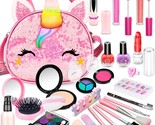 25 Pcs Kids Makeup Kit For Girl, Washable Real Make Up Play Set With Uni... - $33.99