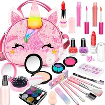 25 Pcs Kids Makeup Kit For Girl, Washable Real Make Up Play Set With Unicorn Cos - £25.81 GBP
