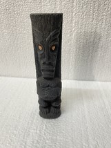 Vintage LAVA CARVED Tiki Statue CoCo Joe Hawaii Polynesian God Pink Shell Eyes - £47.08 GBP