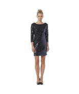 New Metaphor Women&#39;s 3/4 Sleeve Sequin Shift Dress Evening Blue Size M - $45.64