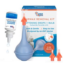 WaxBgone Earwax Removal Kit with Drops, Large 2-oz Ear Bulb Syringe &amp; 3 ... - $25.73